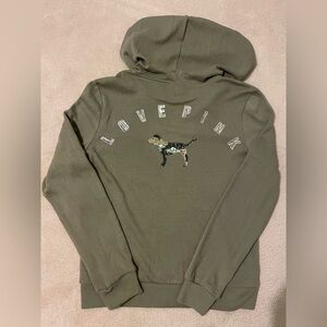 Vs. pink bling camo hoodie- medium NWOT